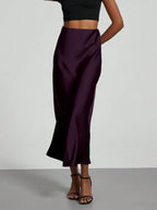 Elastic Satin Maxi Skirt
