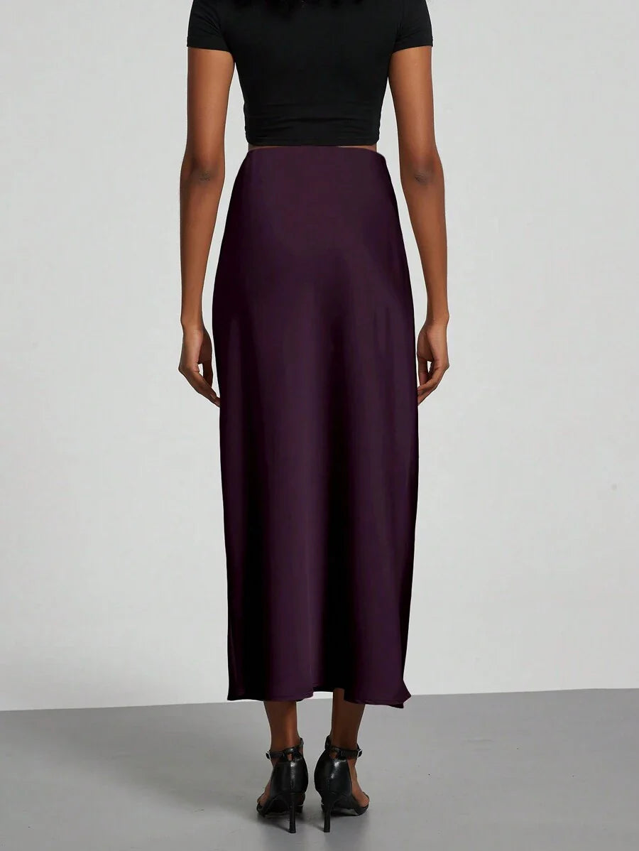 Elastic Satin Maxi Skirt
