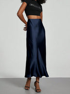 Elastic Satin Maxi Skirt