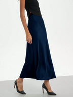 Elastic Satin Maxi Skirt