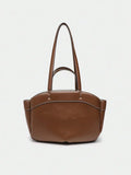 Pleated PU Tote Bag Large Capacity With Double Handles