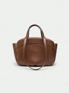 Pleated PU Tote Bag Large Capacity With Double Handles