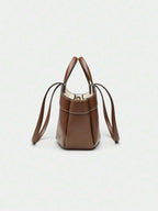 Pleated PU Tote Bag Large Capacity With Double Handles