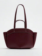 Pleated PU Tote Bag Large Capacity With Double Handles