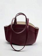 Pleated PU Tote Bag Large Capacity With Double Handles