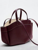 Pleated PU Tote Bag Large Capacity With Double Handles