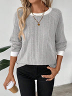 Colorblock Raglan Sweatshirt Round Neck Pullover Lined For Warmth Casual Daily