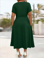 Plus Size Sundress With Pockets V Neck Cinched Waist