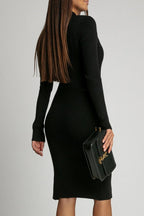 Magaly Timeless Casual Dresses with Buttons, Slits, Potholes, Half Turtleneck and Wrap Skirt (3 Colors) Boutique Dress Collection
