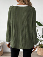 Colorblock Raglan Sweatshirt Round Neck Pullover Lined For Warmth Casual Daily