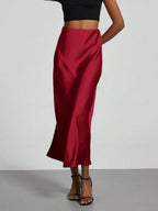 Elastic Satin Maxi Skirt