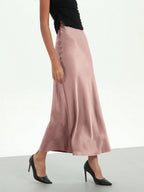 Elastic Satin Maxi Skirt