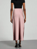 Elastic Satin Maxi Skirt