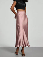 Elastic Satin Maxi Skirt