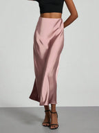 Elastic Satin Maxi Skirt