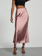 Elastic Satin Maxi Skirt