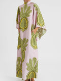 Pink Floral 3 4 Sleeve Dress