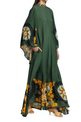 Milagros Exclusive Magnifico Printed Maxi Dress Green Boutique Collection