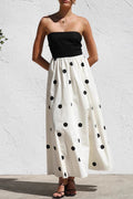 Gilda Luxe Polka Dot Contrast Strapless Holiday Dresses Premium Wardrobe Essential
