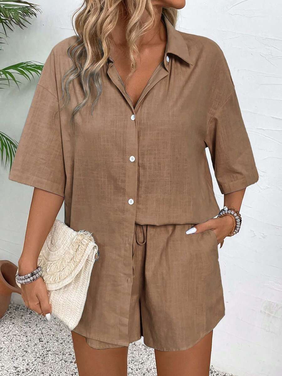 Knot Drawstring Casual Chic Matching Set