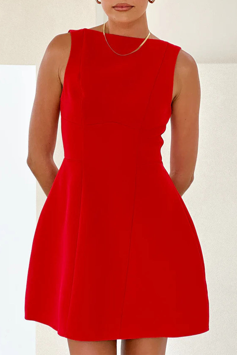 Flora Minimalist Daily Celebrities Sleeveless O Neck Dresses (4 Colors) Elevated Occasion Wear