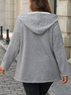 Hooded Zip Up Drawstring Coat For Casual Fall Winter Wear