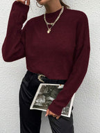 Effortless Mock Neck Sweater With Drop Shoulder Oversized