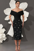Marisad Strapless Mesh Studded Midi Dress