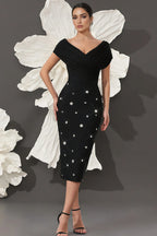 Marisad Strapless Mesh Studded Midi Dress