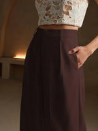 High Waist Wide Leg Trousers With Pleats And Zipper