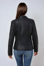 Faux Leather Biker Jacket Asymmetric Zip Chic Design