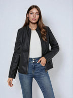 Faux Leather Biker Jacket Asymmetric Zip Chic Design