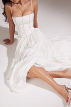Johana Boutique Patchwork Sling Dresses with Square Neckline Evening Wear Edit