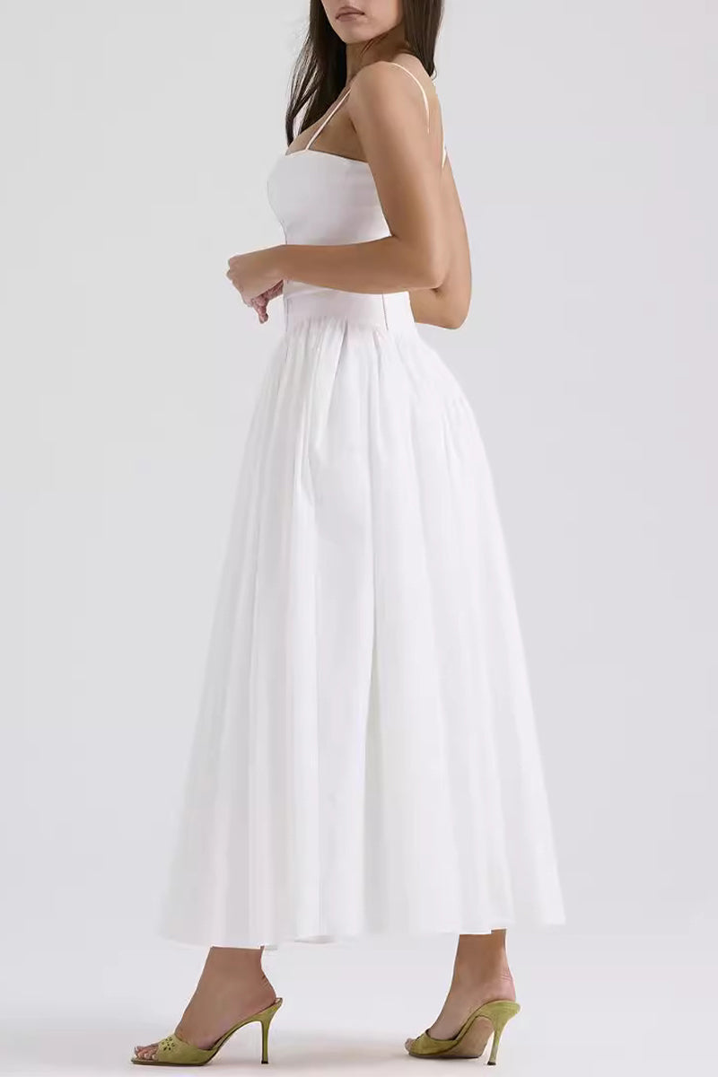 Johana Boutique Patchwork Sling Dresses with Square Neckline Evening Wear Edit