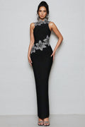 Pam 3D Floral Diamond Bandage Maxi Dress