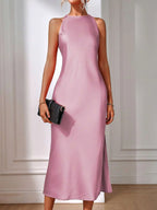 Satin Maxi Dress Sleeveless Split Thigh Wedding