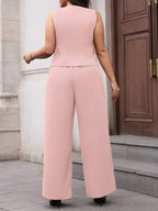 Plus Size Waistcoat And Pants Suit Set Elegant Black