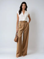 Satin Lapel Blouse Casual Elegant Collection Chic Wardrobe