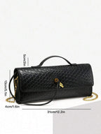 Woven Texture Kisslock Clutch Evening Bag