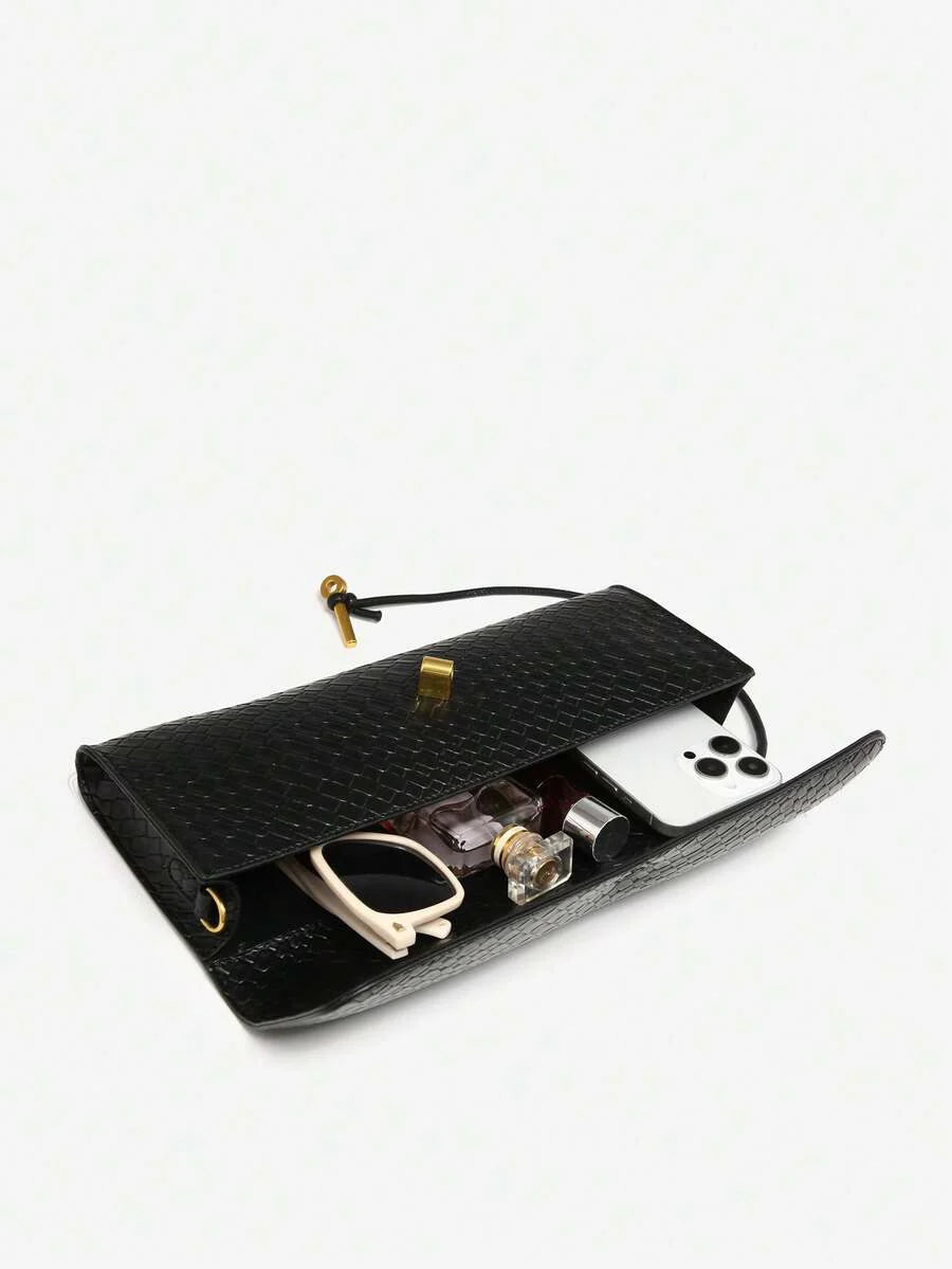 Woven Texture Kisslock Clutch Evening Bag