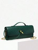 Woven Texture Kisslock Clutch Evening Bag
