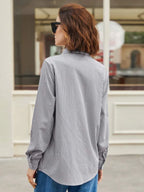 Front Button-Down Long Sleeve Shirt Versatile Elegant Chic