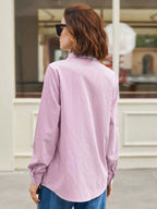 Front Button-Down Long Sleeve Shirt Versatile Elegant Chic
