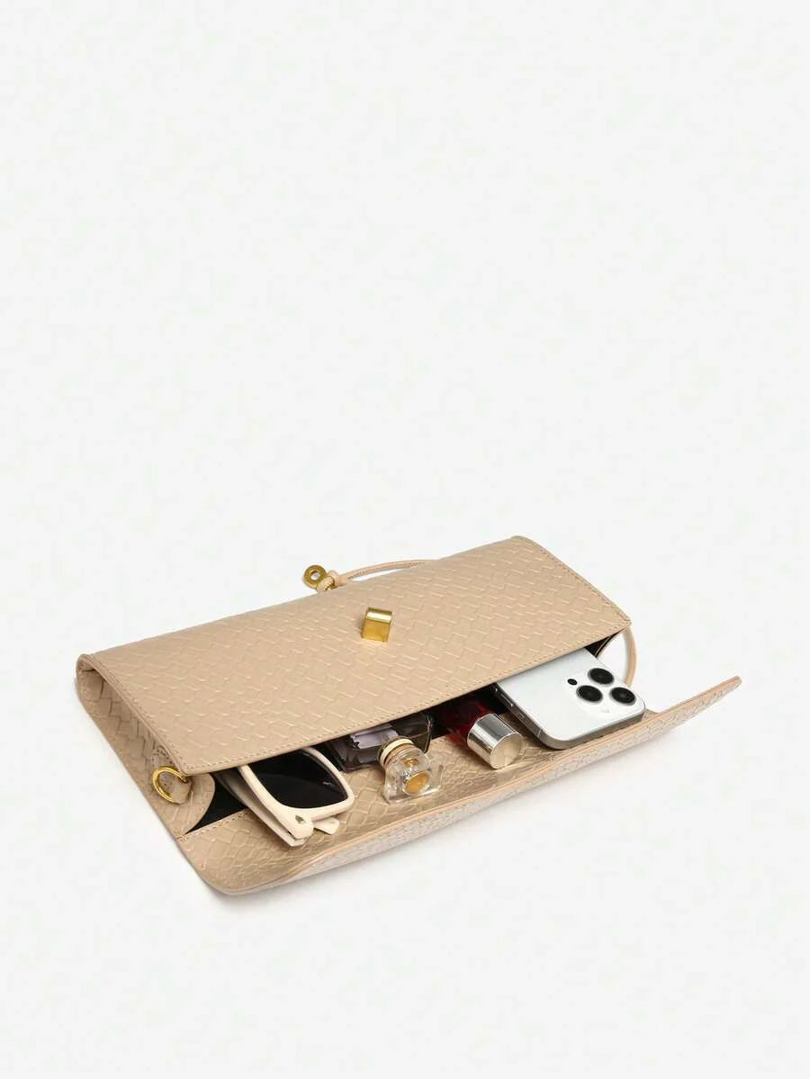 Woven Texture Kisslock Clutch Evening Bag