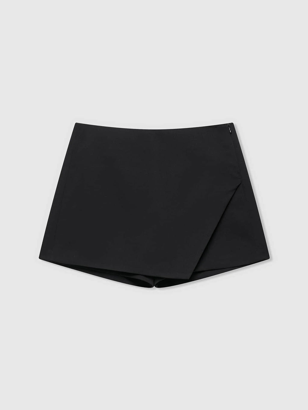 Asymmetric Skort For Casual Everyday Wear With Zipper Fly Faux Pockets And Travel Ready Comfort