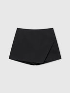 Asymmetric Skort For Casual Everyday Wear With Zipper Fly Faux Pockets And Travel Ready Comfort