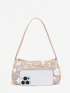 Crocodile Embossed Baguette Bag
