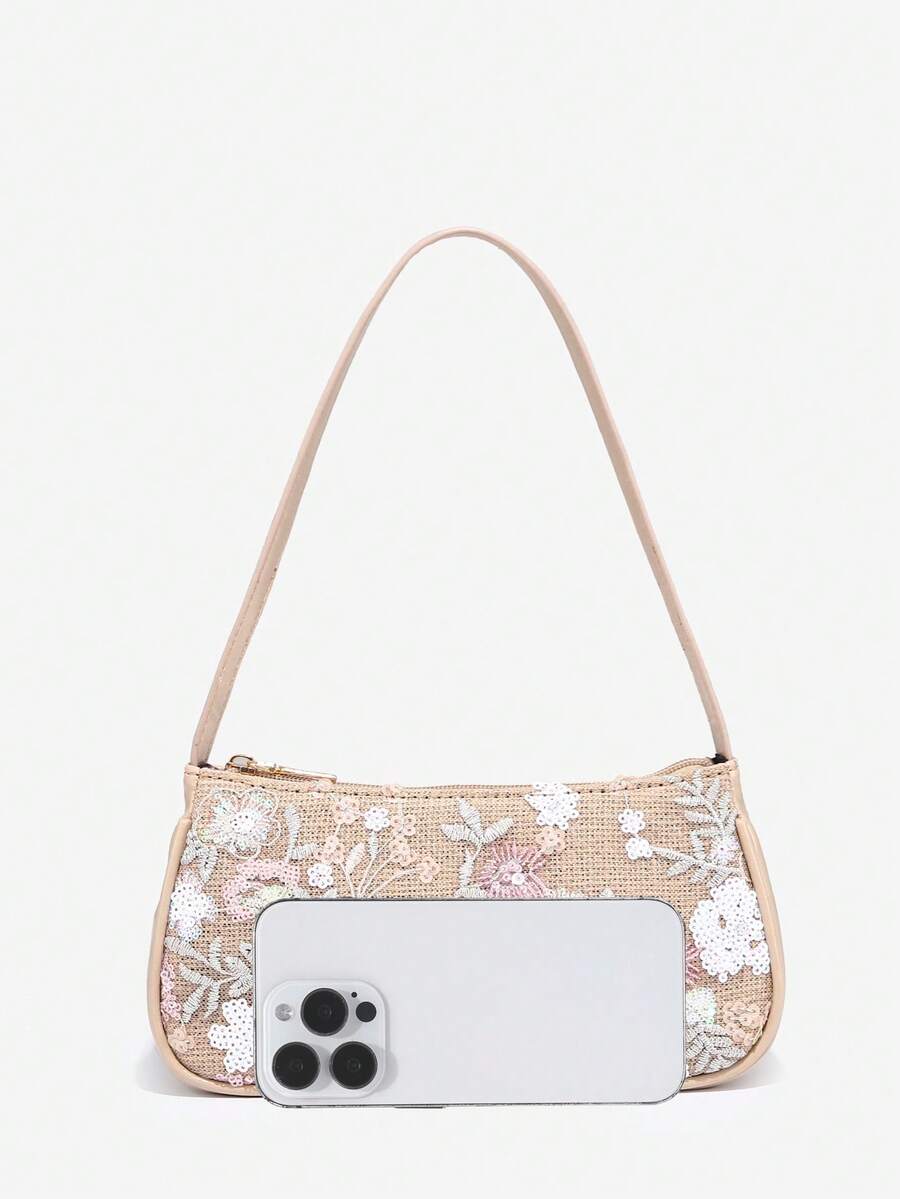 Crocodile Embossed Baguette Bag