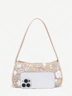 Crocodile Embossed Baguette Bag