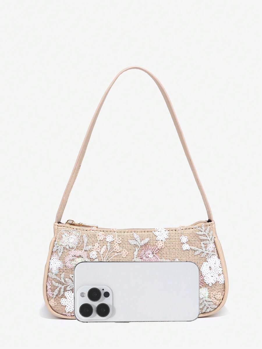 Crocodile Embossed Baguette Bag